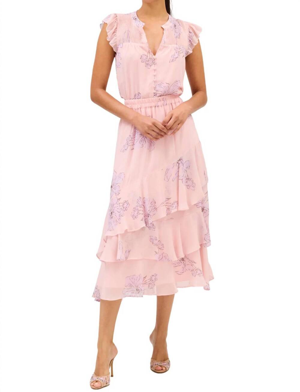 NEW ALLISON NEW YORK alice midi skirt in blush floral